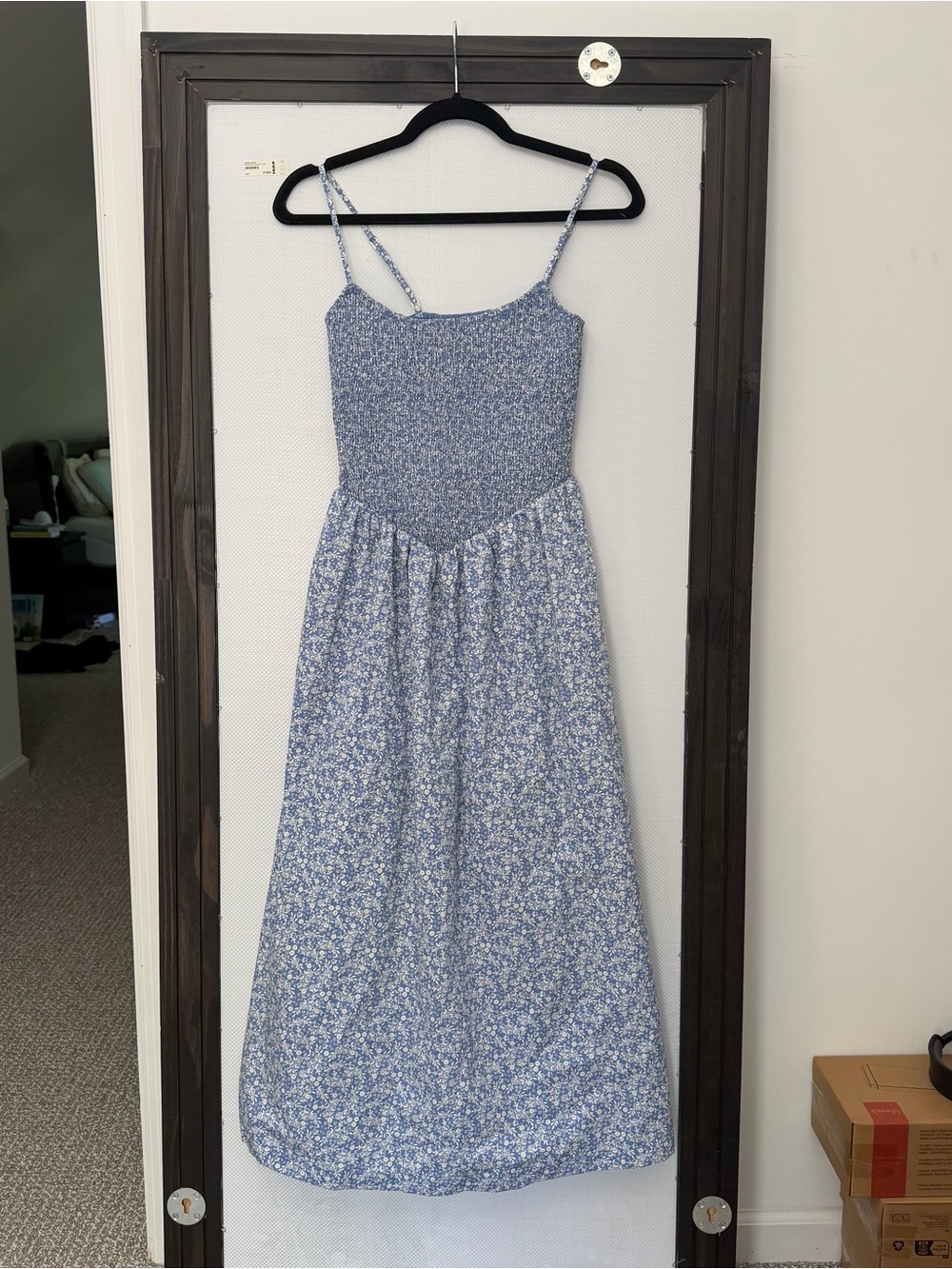 Abercrombie & Fitch Sydney Smocked Dipped-Waist Midi Dress